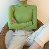 Black High-Neck Knitted Bottom Shirt Autumn And Winter Model Of Long Sleeves With A Female Sweater Slimming Clothes
