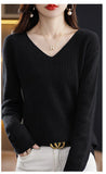 Wool Blending 2026 Autumn And Winter New Women's Loose V-Neck Solid Color Short Pit With Top Of The Bottom Knitting Shirt