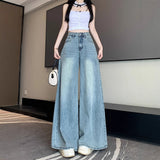 Large-Size Loose Broad-Legged Jeans Women's Summer 2025 Thin-Skinning Straight-Lens High-Rise Tight Trousers
