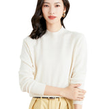 Wool Blended 2026 Autumn And Winter New Lady Loose Half-High-Neck Solid Color Short Jacket Sweater