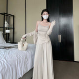 Lazy Temperament Set Spice Girl With Sunscreen Shang-Lao Shirt Women's Summer New High Waist Casual Dresses