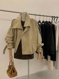 Korean British Style Short Wind Jacket Design Collar Double Buckle Korean Version Of Fashion Niche Top Lady