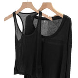 Lazy Sleeveless Sleeveless Vest Long-Sleeved T-Shirt Two Sets Of Women's Spring And Summer New Design Sunscreen Shirt
