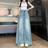 Spring Thin Blue Broad-Legged Jeans Women 2025 Large-Size High-Rise Thin-Skinning Loose Straight Trousers