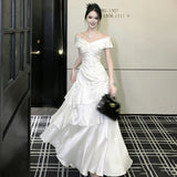 Hepburn Style Black Shoulder Dress French High-End Feeld With The Fasc Moaf Side Dress Temperament Waist Banquet Dress
