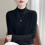 Line Ready-Upled Wool Blending 2026 Autumn And Winter Women's New Half-High Collar Temperament Slim Slim Knitted Shirt