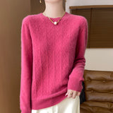 Line Ready-To-Wear Pure Wool 2026 Autumn And Winter New Women's Round Collar Short Hollow Twist Knitted Sweater