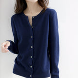 Wool Blended 2026 Autumn And Winter Women's New Pure Color Buckle Loose Collar Short Knitted Sweater Outside