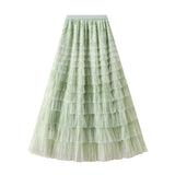 T-And-Dyed Dress Women's Half-Dress Dress 2025 New Cake Skirt Showing Thin Long Mesh Dress Level Half Skirt 0327