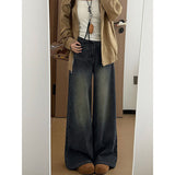 White High-Waisted Broad-Legged Jeans Women's Winter 2025 Trend New Loose Display Thin Lazy Slacker Mop