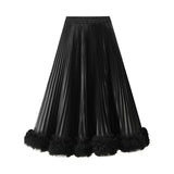 Temperament 100-Fold Petal Skirt Woman 2025 New High-End Sense A-Word Half-Body Skirt Wood Half Skirt 0661