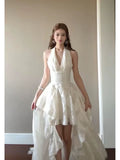 French Sweet Holiday Wind Hanging Neck Dress Spring And Summer New Temperament Super Fairy Irregular Tail Seaside Holiday Dress