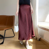 Silk Satin 2026 Spring And Summer New Women's High-Rise Half-Dress Fashion A-Saki Mid-Length Loose Waist Skirt