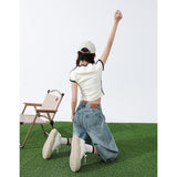 Light Blue Seven-Legged Jeans Women's Summer 2025 New Pear-Shaped Loose Thin Straight Trousers