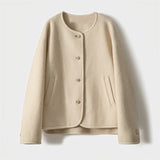 Sensing A Small Fragrant Wind Hair, The Coat Circle Small Gold Buckle Short Coat 2025 Round Neck Autumn And Winter New Gentle Temperament Top