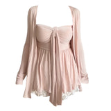 Fat MM Korean Pure Lust Style Braid Vest Women Summer New Wear Slim Long Sleeve Open Shirt Beautiful Top