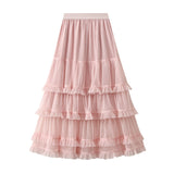 2025 Spring New French Small Super Fairy Sweet Cake Layer Girl First Love Skirt Step Half Skirt 8929