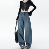 Broad-Legged Scissor Jeans Women 2025 Autumn And Winter Trend With The New High-Rise Loose Thin Sleek Trousers