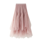 Half-Dress Autumn And Winter Girl Long A-Shaped Skirt Pong Dress Dress Dress Net Yarn Fresh Irregular 100-Fold Skirt 8350