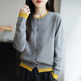 Wool Blended 2026 Autumn And Winter New Women Loose Color Collar Buckle Two Bottoms Outside Wearing Knitwear Coat