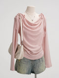 Pink Bow Pure Long-Sleeved T-Shirt Girl 2025 Spring New Collar Sweet Chic Thin Inside Coat