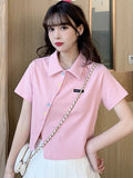 Polo Shirt Short-Sleeved T-Shirt For Girls Summer Small Man With Slimming Design Sense Niche Collar Short Top
