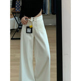 White High-Waisted Broad-Legged Jeans Women's Winter 2025 Trend New Loose Display Thin Lazy Slacker Mop