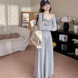 Lazy Temperament Set Spice Girl With Sunscreen Shang-Lao Shirt Women's Summer New High Waist Casual Dresses