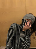 Long-Sleeved T-Shirt Girl Autumn New Korean Version Of The College Wind Striped Top Girl Body Leisure High-Necked Bottom Shirt