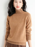 Wool Blended 206 Autumn And Winter New Short Lady Korean Version Of High-Necked Loose Solid Color Knitted Bottom Sweater