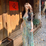 French Floral Sling Dress Women's Summer 2026 New Small Senior Feeling Seaside Holiday Chiffon Dress
