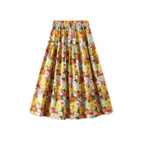 Holiday Style Print Design Feel Slim Half-Dress Woman's New Age-Render Tight Waist Swing Skirt 2302