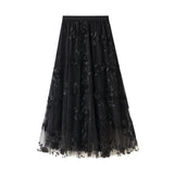 Net Yarn Embroidery Heavy Industry Half-Body Skirt Large-Size Dress 2025 Spring New A Word High-Waist Long Skirt 8692