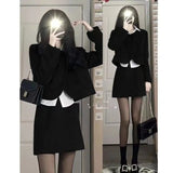 Small Scented Hair, The Fashion Dress Women's Autumn And Winter New Retro Small Suit Skirt Two Sets Of Tea Wearing