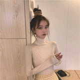 Shirt Women's Clothing Spring 2026 New Half-High Collar Blouse Wearing Thin Slim Girl Long-Sleeved T-Shirt