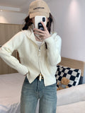 Pure Lusty Gray Long-Sleeved Knitted Cardigan Women Autumn 2025 New Double-Headed Zipper Slim Short Top