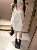 French Feeling Sleeveless Hanging Neck Shirt Skirt Two Sets 2026 Summer New Small Temperament Commuting Women Suit