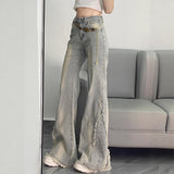 Large-Size Women's Fur Design Water Washes Old Jeans Women Fat Mm High Street Trousers Student Trousers