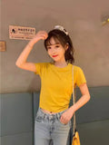 Design Sense Short-Sleeved T-Shirt Women's Summer 2025 New Korean Version Of Pure-Bout Hot Girl Bare Back Bow Short Top Tide