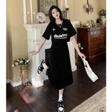 Large-Size Fatmm2025 Summer Women's Skirt Small Sleek Casual Dress High Waist Thin Black A Skirt
