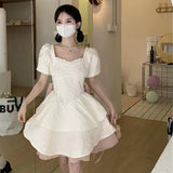 Pure Sweet And Spicy Wind Bow Dress Summer Small Fluffy Dress Female Design Feel Chic Waist Princess Dress