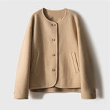Sensing A Small Fragrant Wind Hair, The Coat Circle Small Gold Buckle Short Coat 2025 Round Neck Autumn And Winter New Gentle Temperament Top