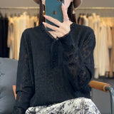 Fine-Woven Wool 2026 Autumn And Winter New Women's Short V-Neck Lace Loose Nail-Pind Jersey Knitted Sweater