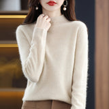 Wool Blending 2026 Autumn And Winter New Women's First-Line Ready-Up Seamless Half-High Collar Soft-Knitted Bottom Sweater