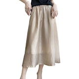 Silk Satin 2026 Spring And Summer New Women's High-Rise Half-Dress Fashion Pure Color A-Saki Mid-Long Half Skirt