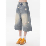 Cowboy Shorts Women's Summer Trend With New Retro Old Star Print Loose Super Fire Seven-Point Pants