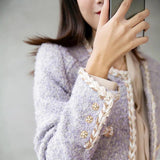 Small Fragrant European Women's Clothing Lavender Purple Coarse Flowers, The Shirt Coat Coat Women Composite Autumn And Winter Short Children