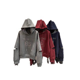 Thirteen Lines Of High-Quality Korean Version Of Loose Long-Sleeved Hooded Jacket Women's Letter Embroidery Spliced Striped Sleeves On The Top