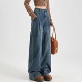 Vintage Narrow Version Of Banana Sickle Jeans Women Spring And Autumn Broad Leg Pants High Waist Straight Loose Drag Trousers