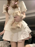 In The Fugitive Princess French Bow Dress Women Summer High-End Feeling Small Pmpong Princess Pure Style Short Dress